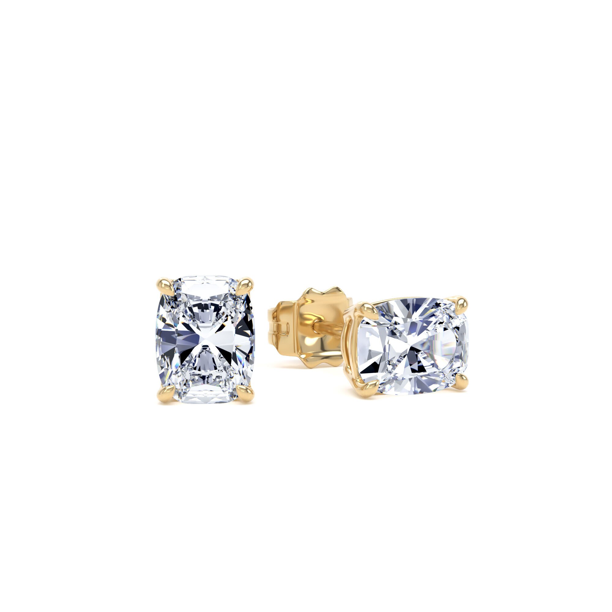 18ct Yellow Gold 1.50cttw Elongated Cushion Cut Lab Grown Diamond Solitaire Stud Earrings