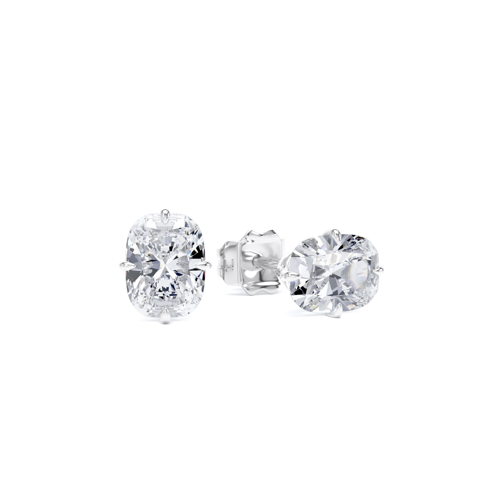 9ct White Gold Compass Set 1.50cttw Elongated Cushion Cut Lab Grown Diamond Solitaire Stud Earrings