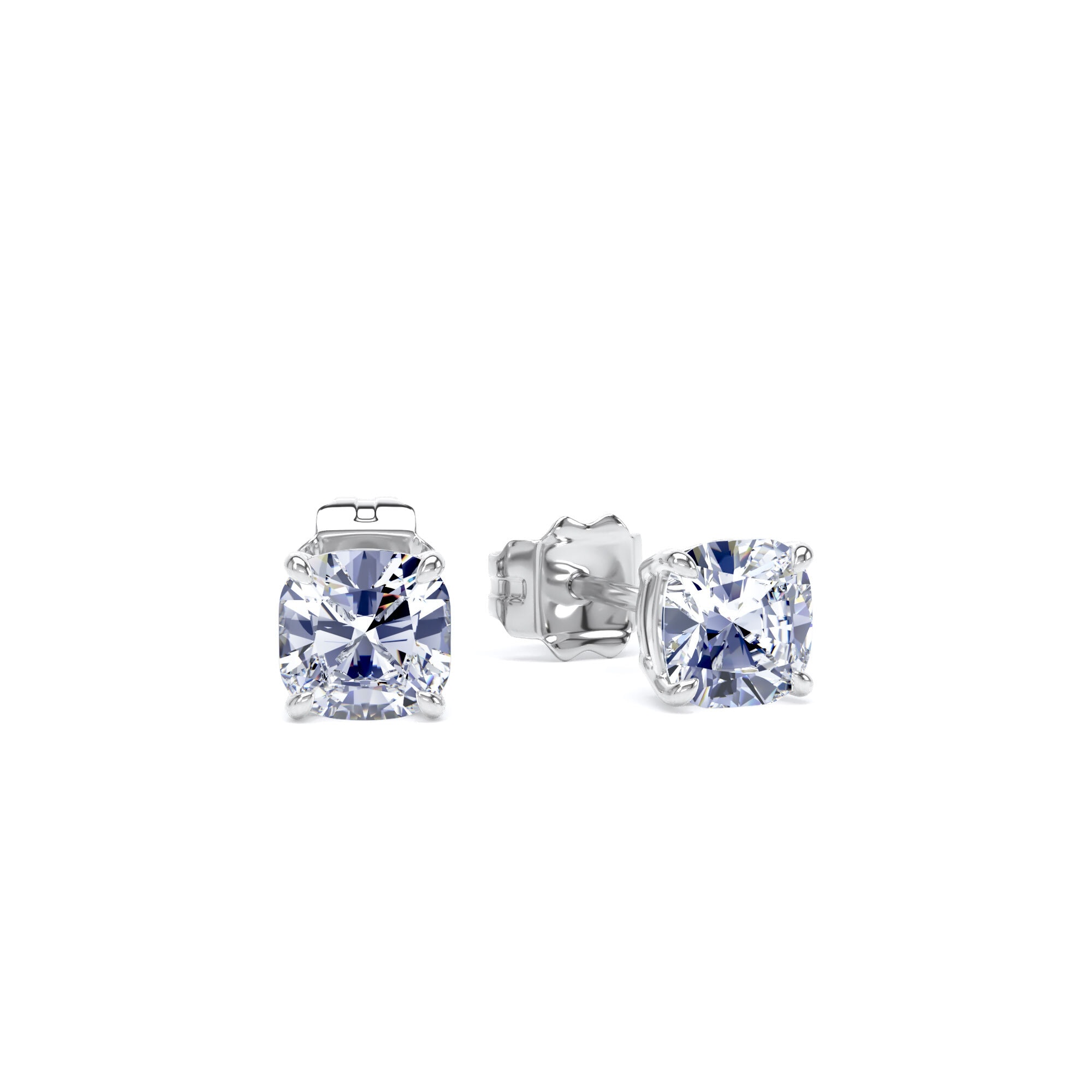 9ct White Gold 1.00cttw Cushion Cut Lab Grown Diamond Solitaire Stud Earrings