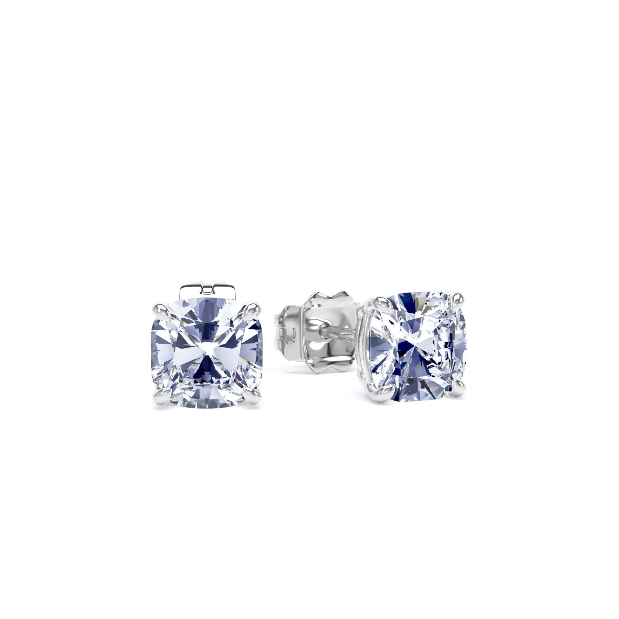 9ct White Gold 1.50cttw Cushion Cut Lab Grown Diamond Solitaire Stud Earrings
