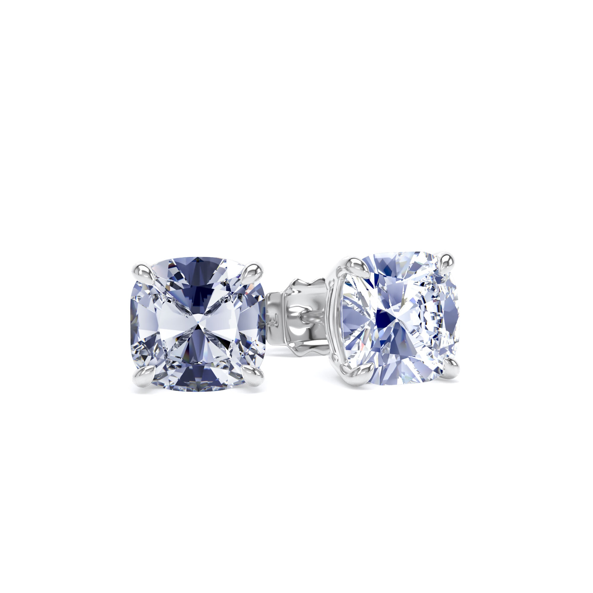 9ct White Gold 3.00cttw Cushion Cut Lab Grown Diamond Solitaire Stud Earrings