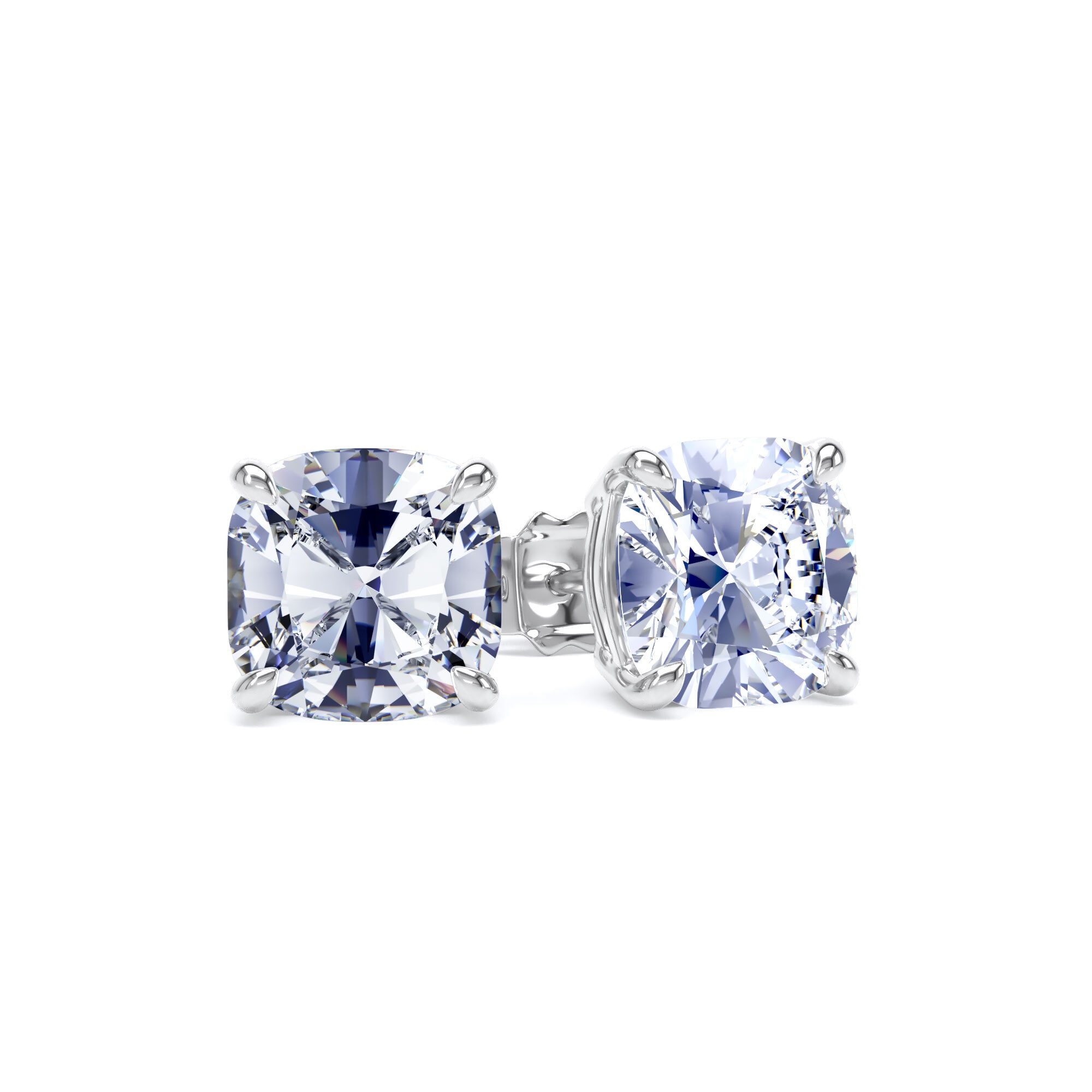 9ct White Gold 4.00cttw Cushion Cut Lab Grown Diamond Solitaire Stud Earrings