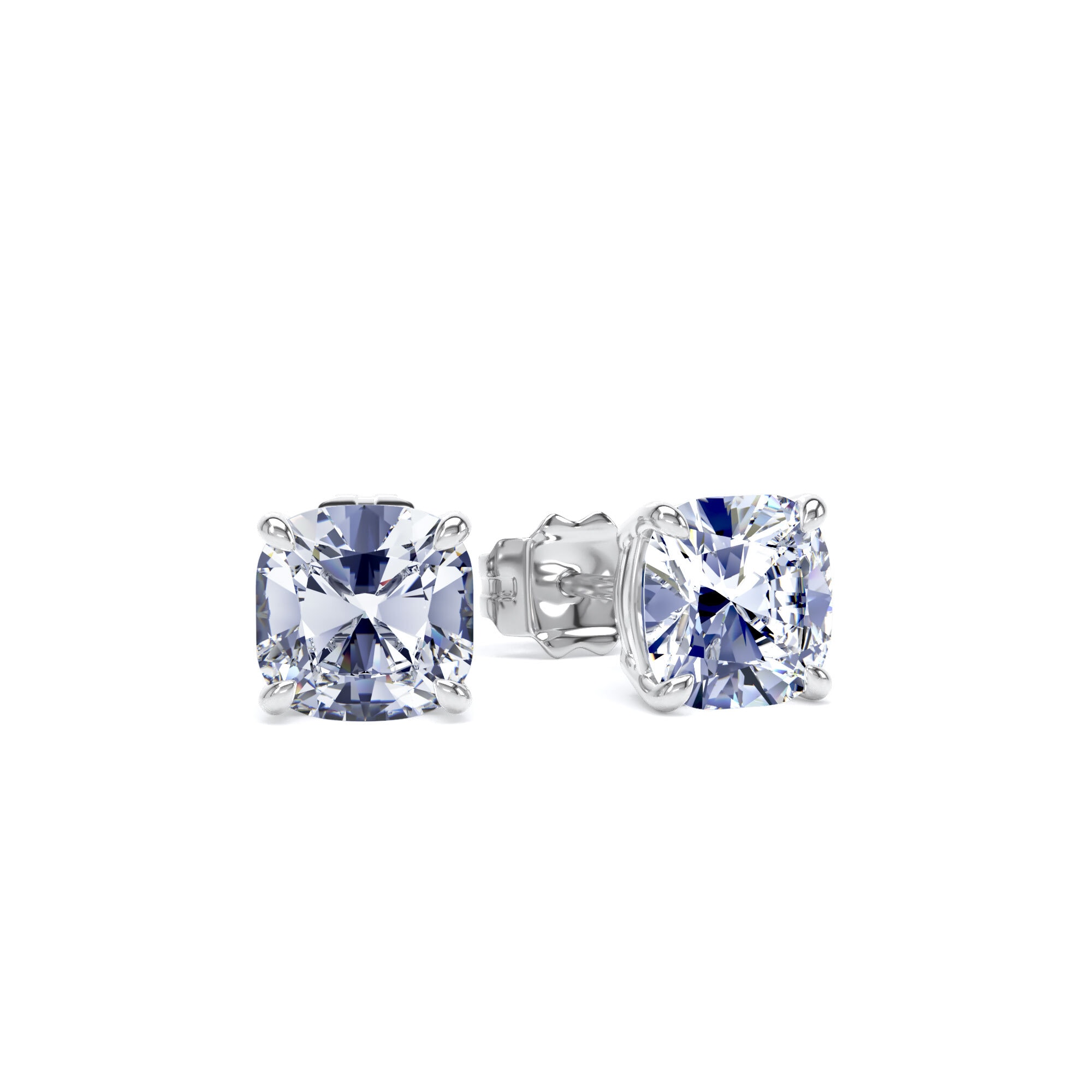 18ct White Gold 2.00cttw Cushion Cut Lab Grown Diamond Solitaire Stud Earrings