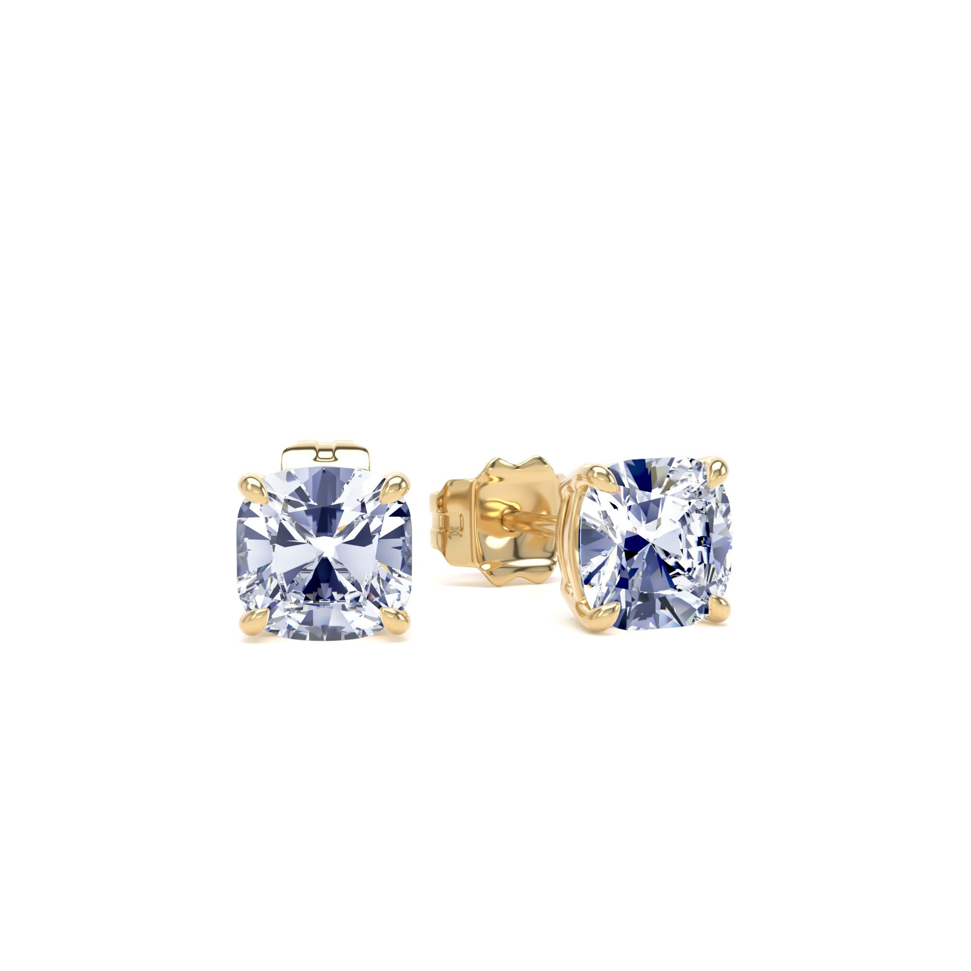 18ct Yellow Gold 1.50cttw Cushion Cut Lab Grown Diamond Solitaire Stud Earrings