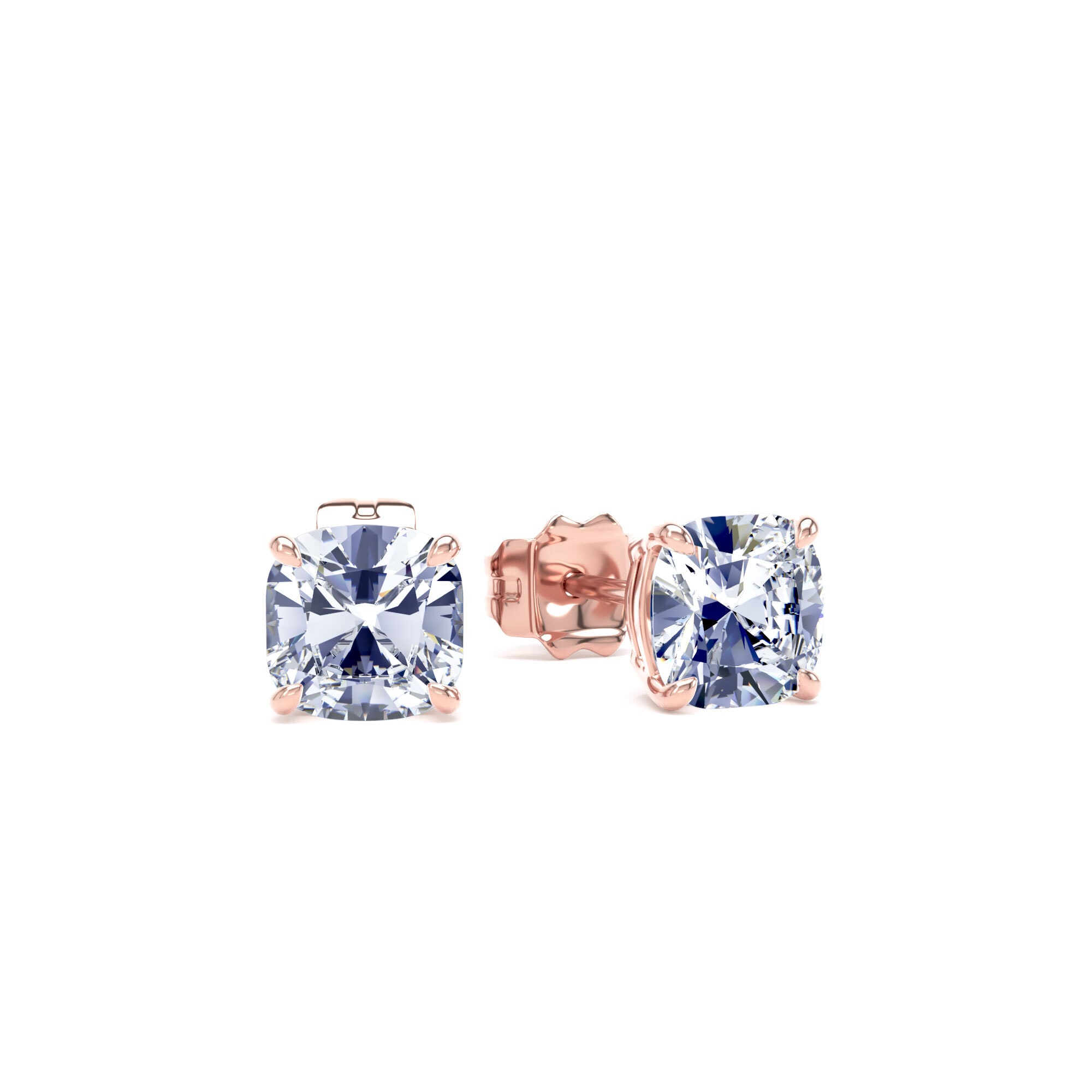 18ct Rose Gold 1.50cttw Cushion Cut Lab Grown Diamond Solitaire Stud Earrings