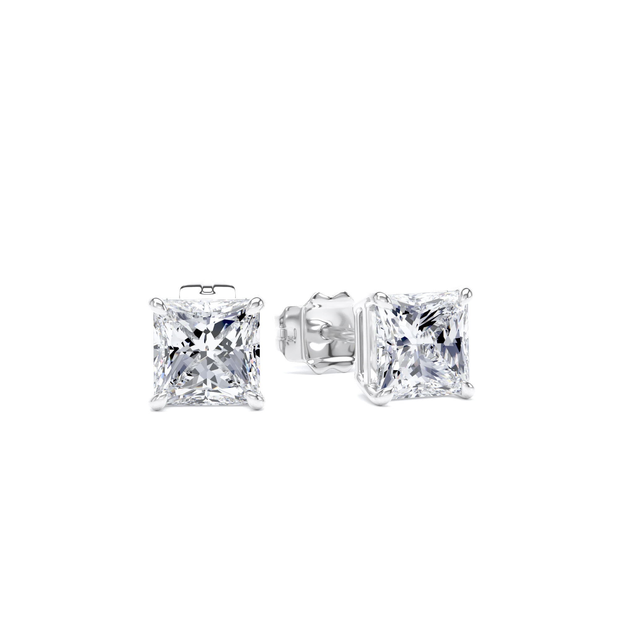 9ct White Gold 1.50cttw Princess Cut Lab Grown Diamond Solitaire Stud Earrings