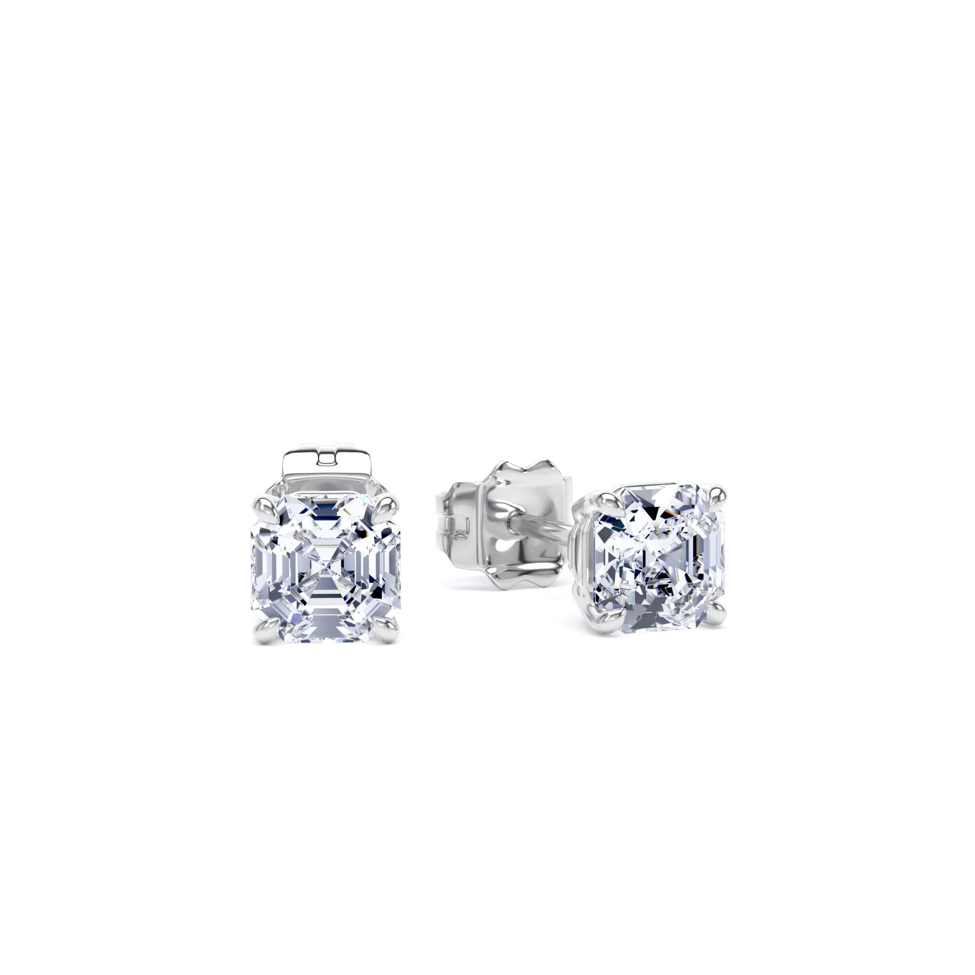 18ct White Gold 1.00cttw Asscher Cut Lab Grown Diamond Solitaire Stud Earrings