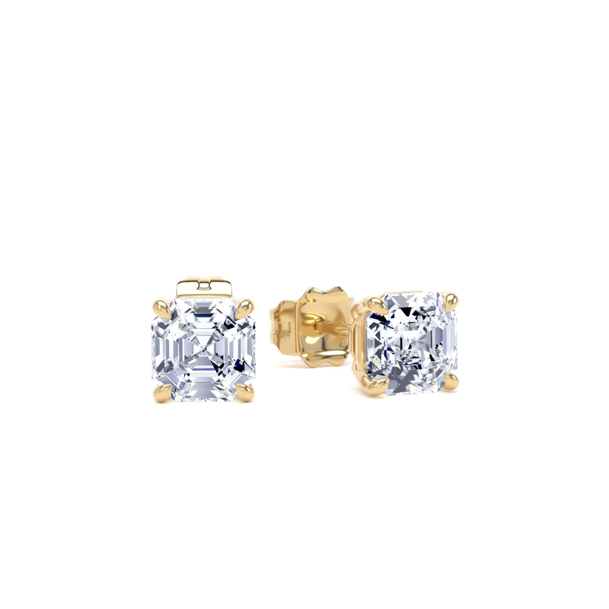 18ct Yellow Gold 1.50cttw Asscher Cut Lab Grown Diamond Solitaire Stud Earrings