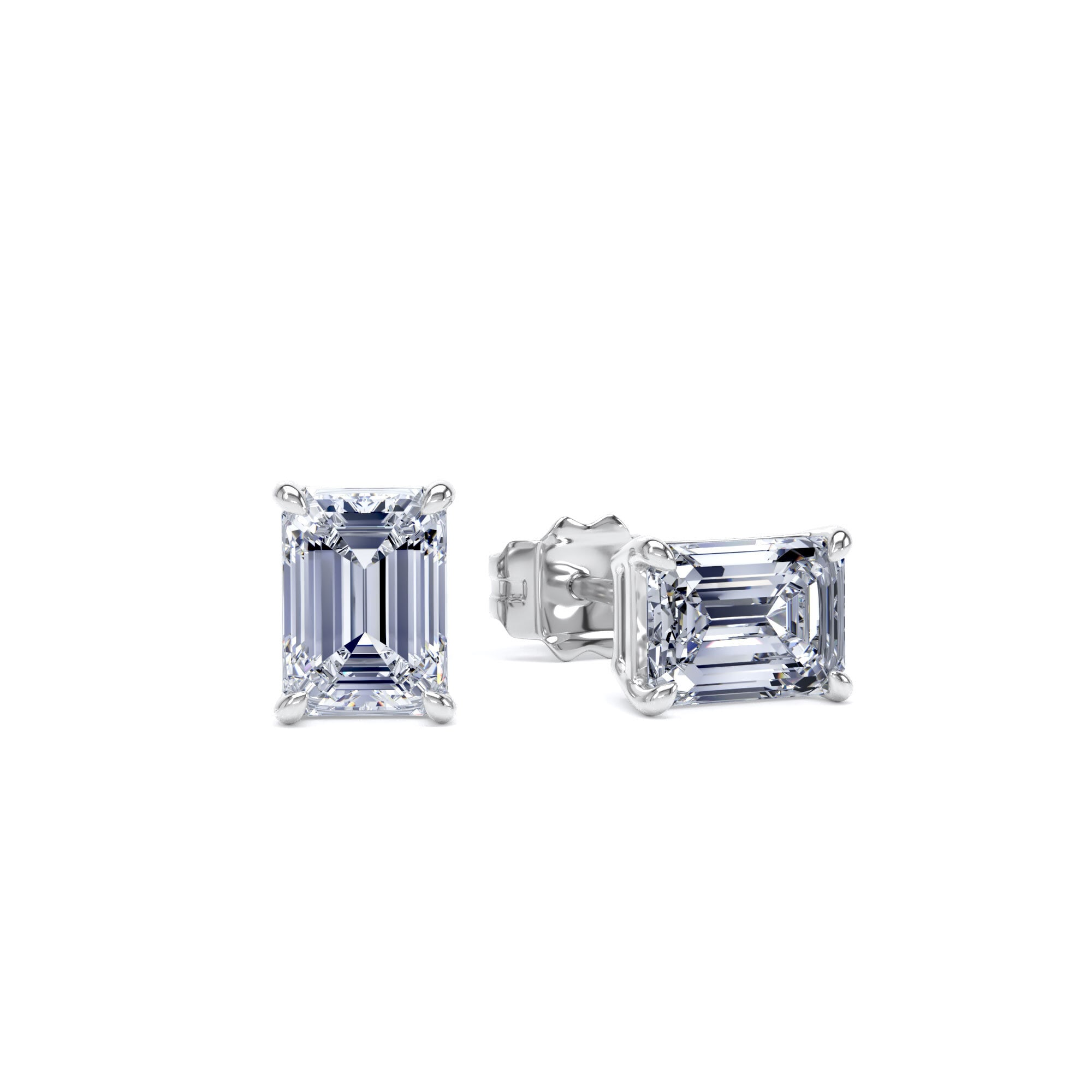 18ct White Gold 1.50cttw Emerald Cut Lab Grown Diamond Solitaire Stud Earrings