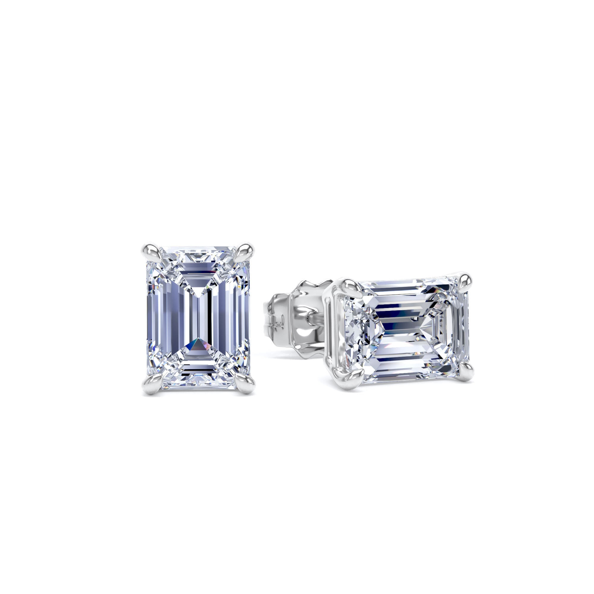 18ct White Gold 2.00cttw Emerald Cut Lab Grown Diamond Solitaire Stud Earrings
