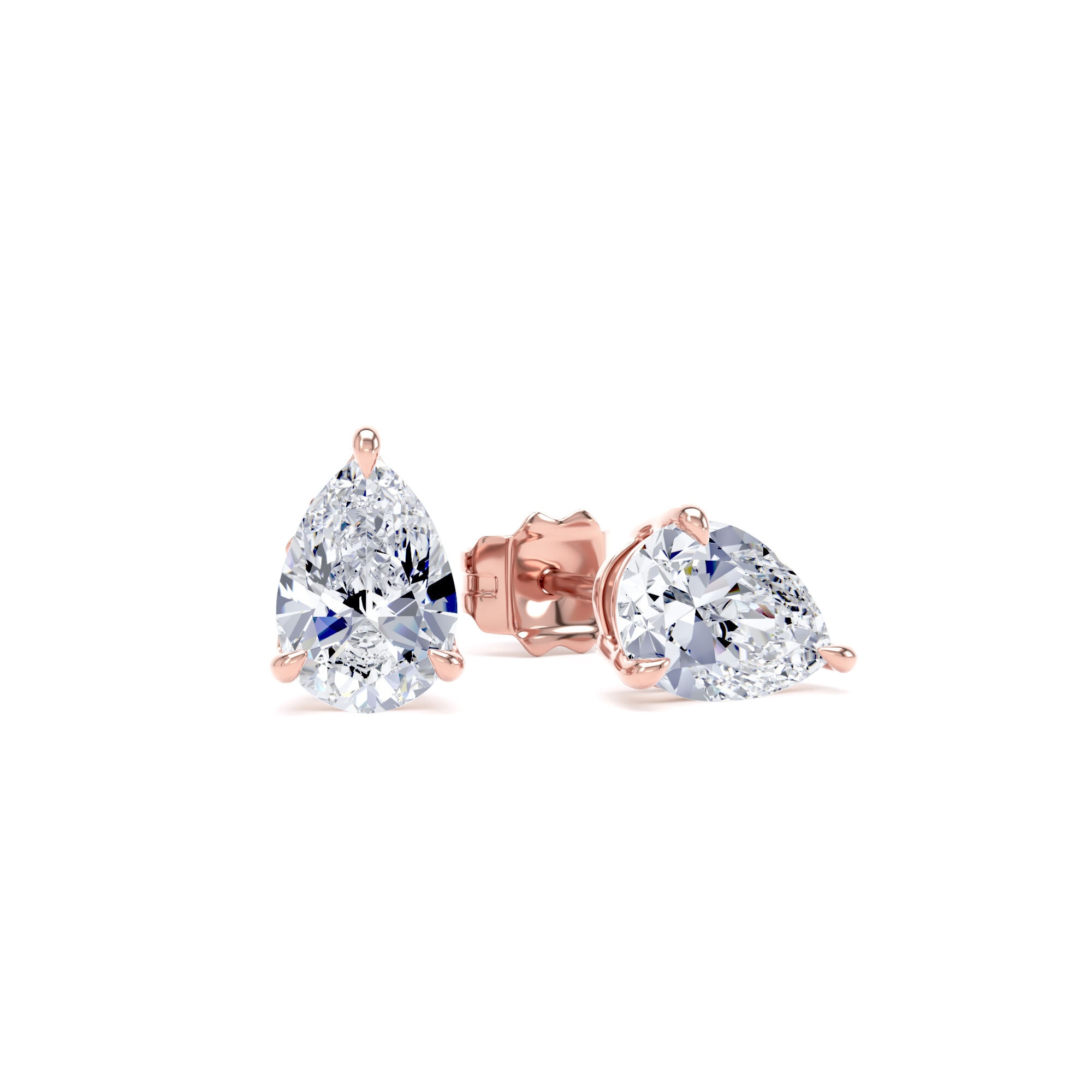 9ct Rose Gold 1.50cttw Pear Cut Lab Grown Diamond Solitaire Stud Earrings