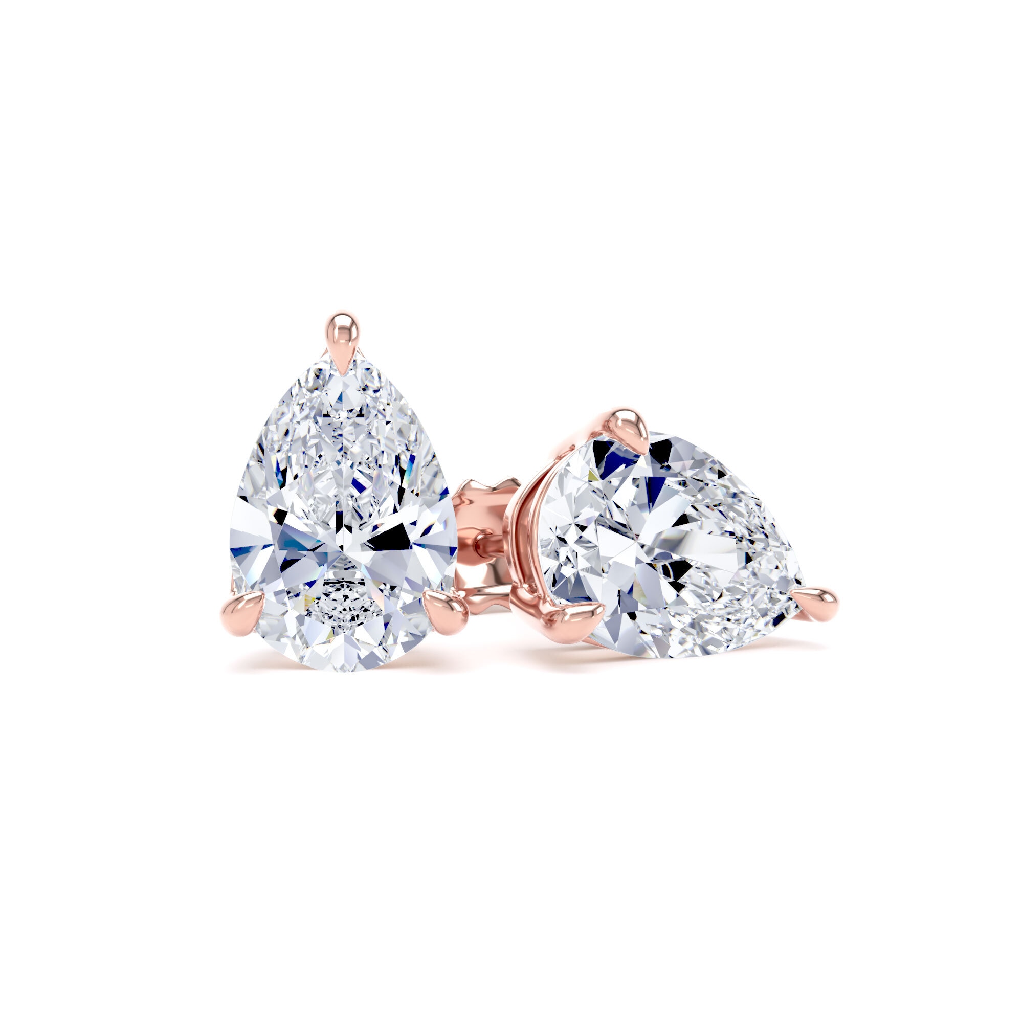 9ct Rose Gold 4.00cttw Pear Cut Lab Grown Diamond Solitaire Stud Earrings