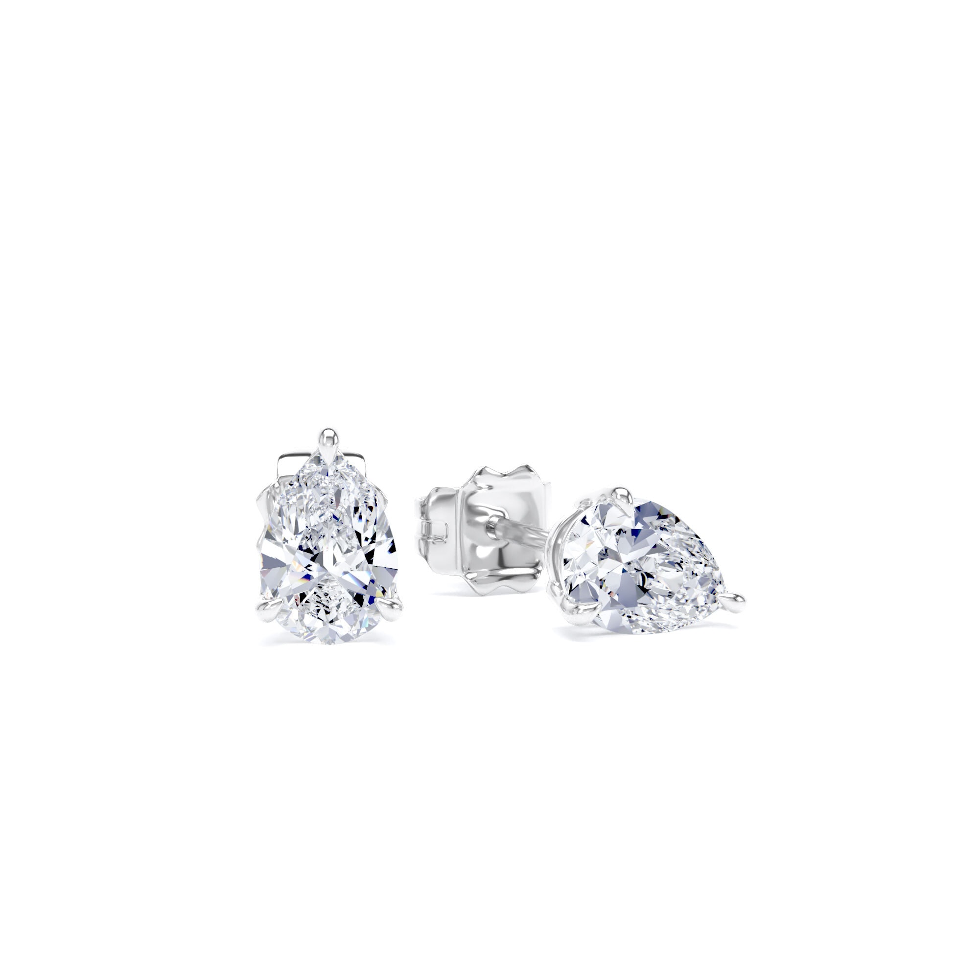 18ct White Gold 1.00cttw Pear Cut Lab Grown Diamond Solitaire Stud Earrings