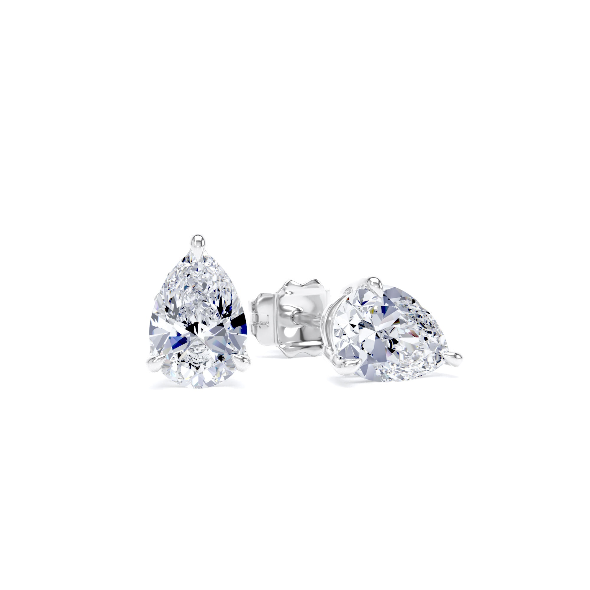 18ct White Gold 1.50cttw Pear Cut Lab Grown Diamond Solitaire Stud Earrings