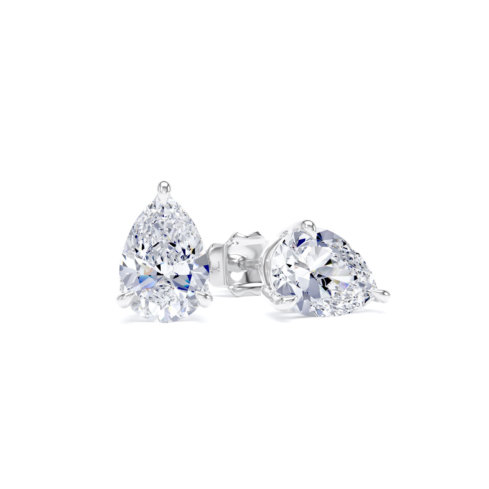18ct White Gold 2.00cttw Pear Cut Lab Grown Diamond Solitaire Stud Earrings