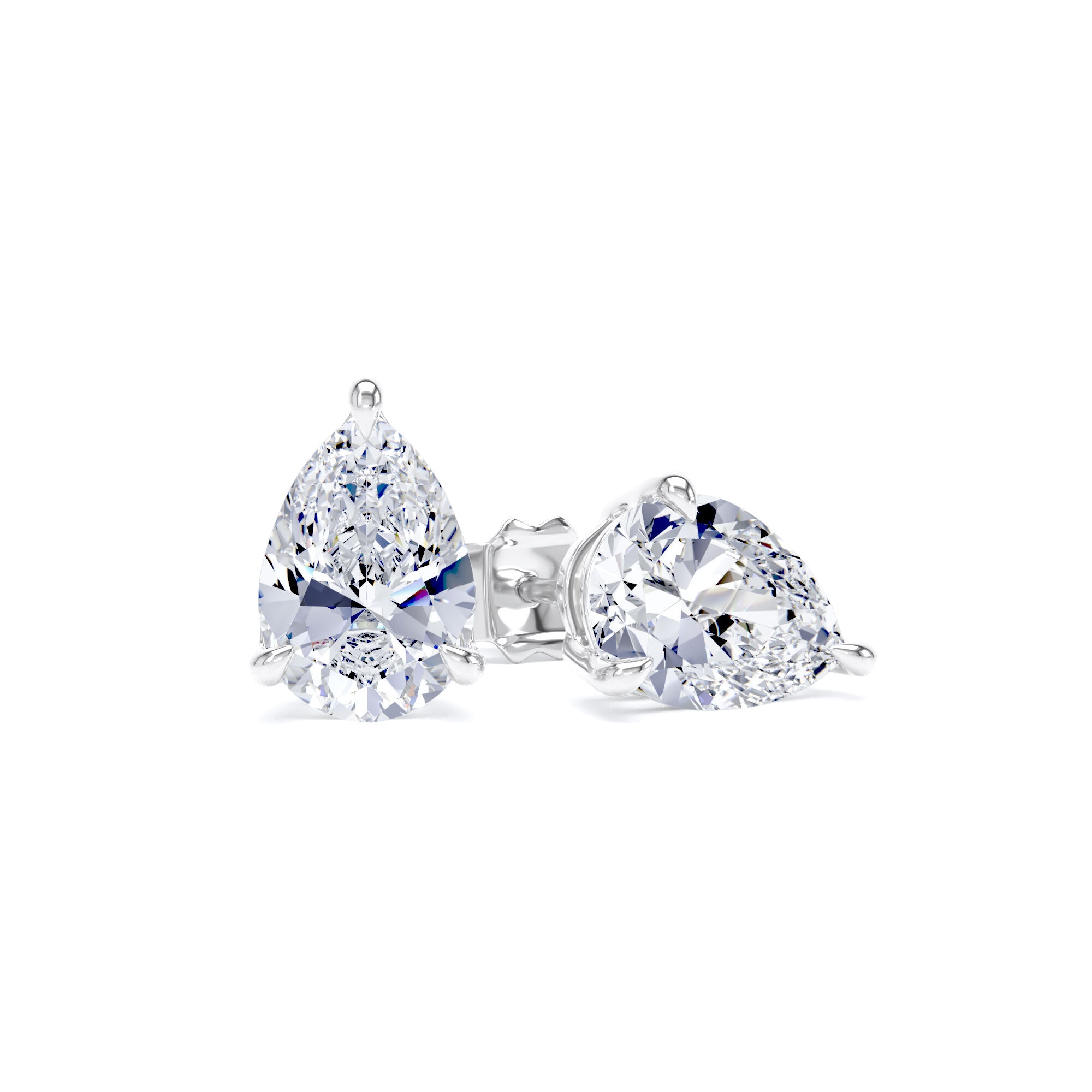 18ct White Gold 3.00cttw Pear Cut Lab Grown Diamond Solitaire Stud Earrings