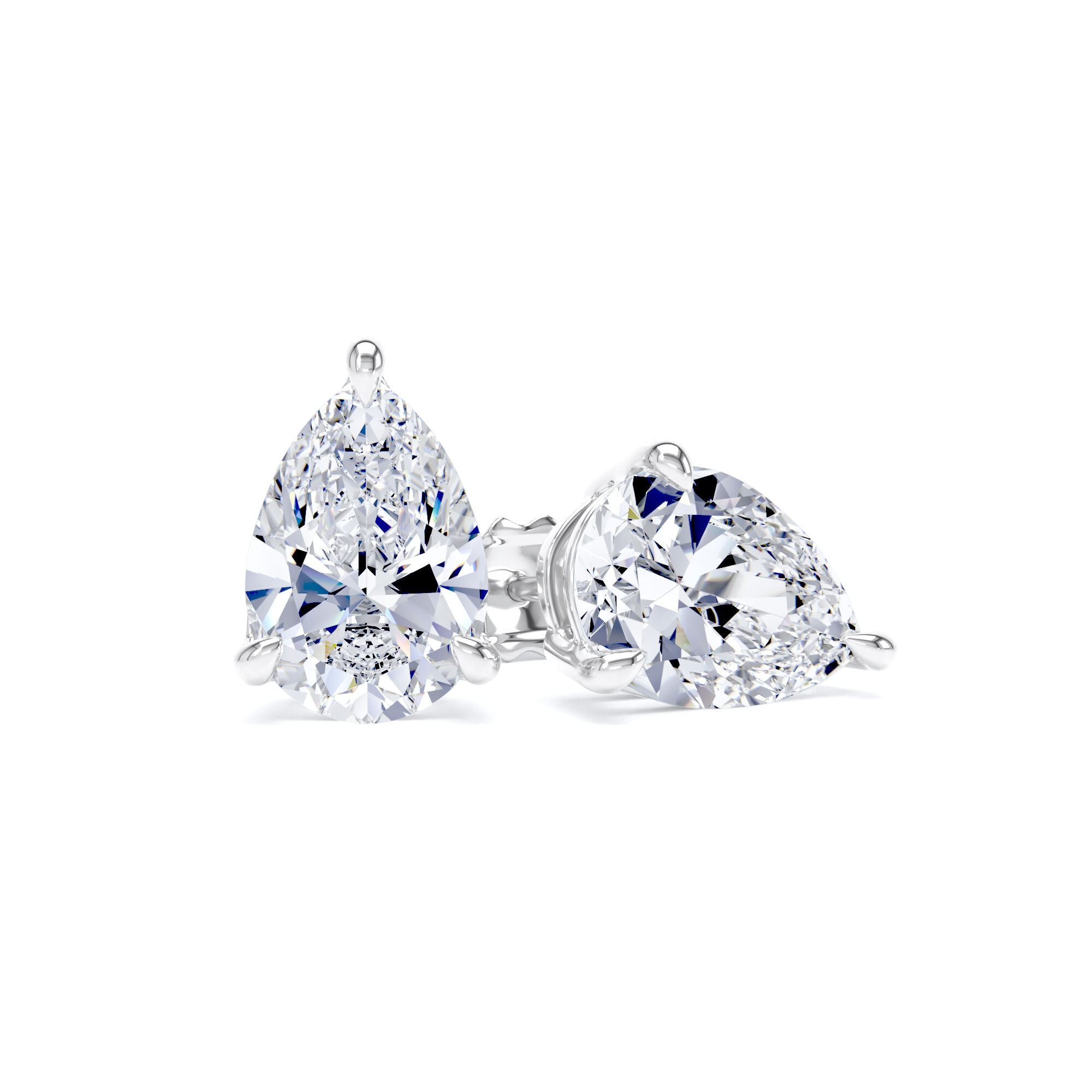 18ct White Gold 4.00cttw Pear Cut Lab Grown Diamond Solitaire Stud Earrings