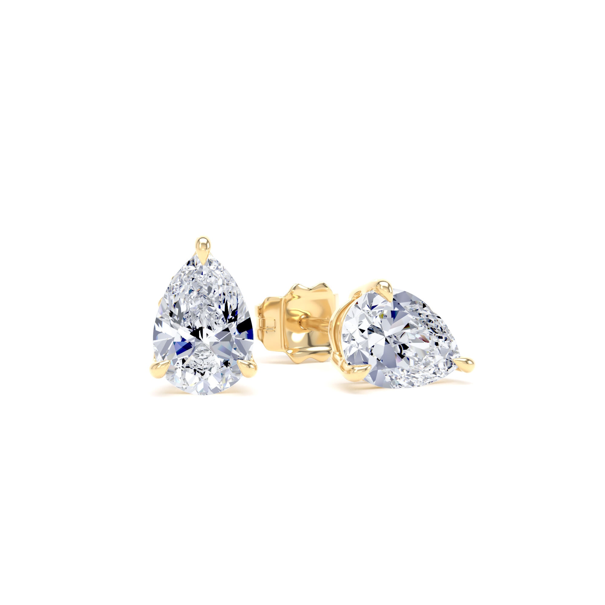 18ct Yellow Gold 1.50cttw Pear Cut Lab Grown Diamond Solitaire Stud Earrings