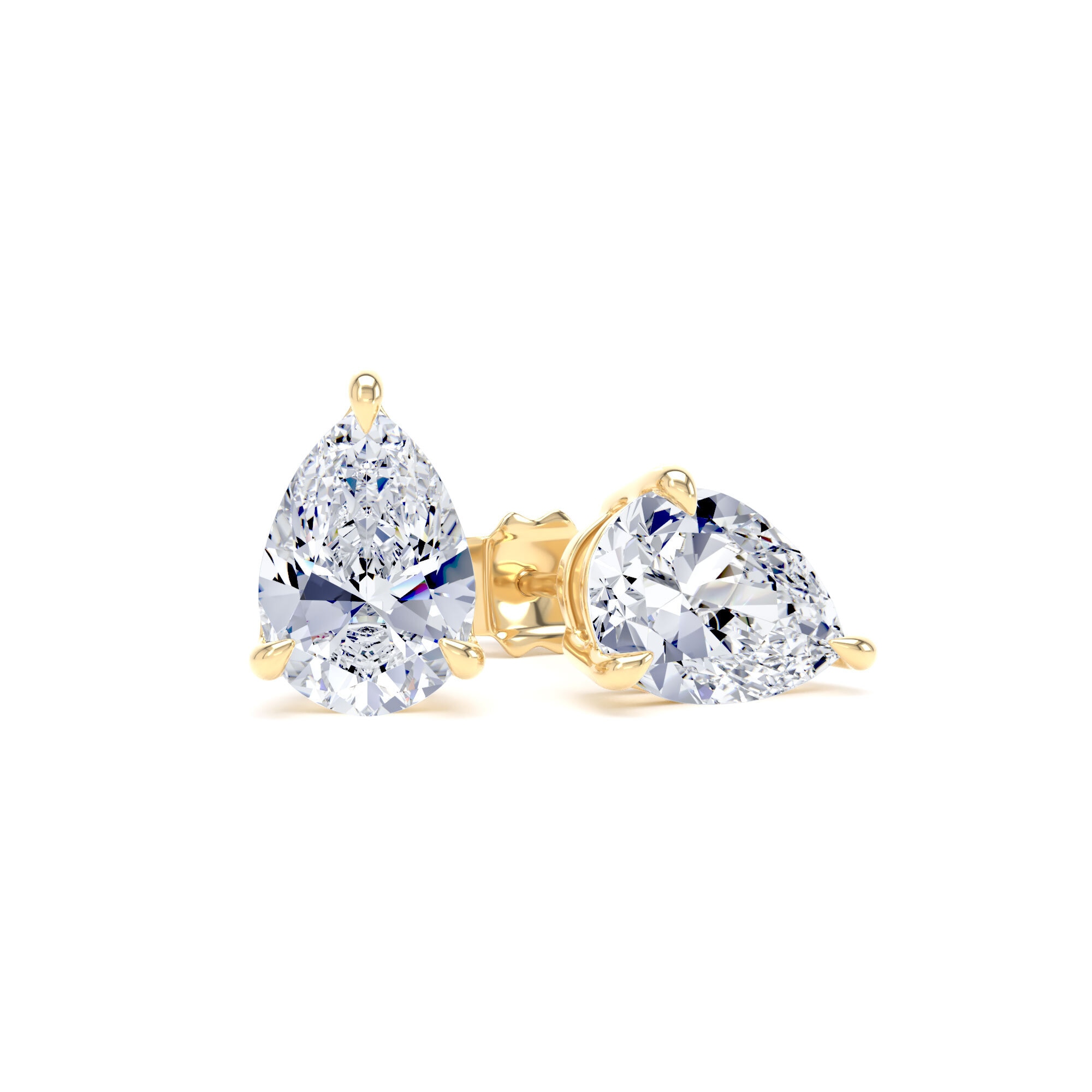 18ct Yellow Gold 3.00cttw Pear Cut Lab Grown Diamond Solitaire Stud Earrings