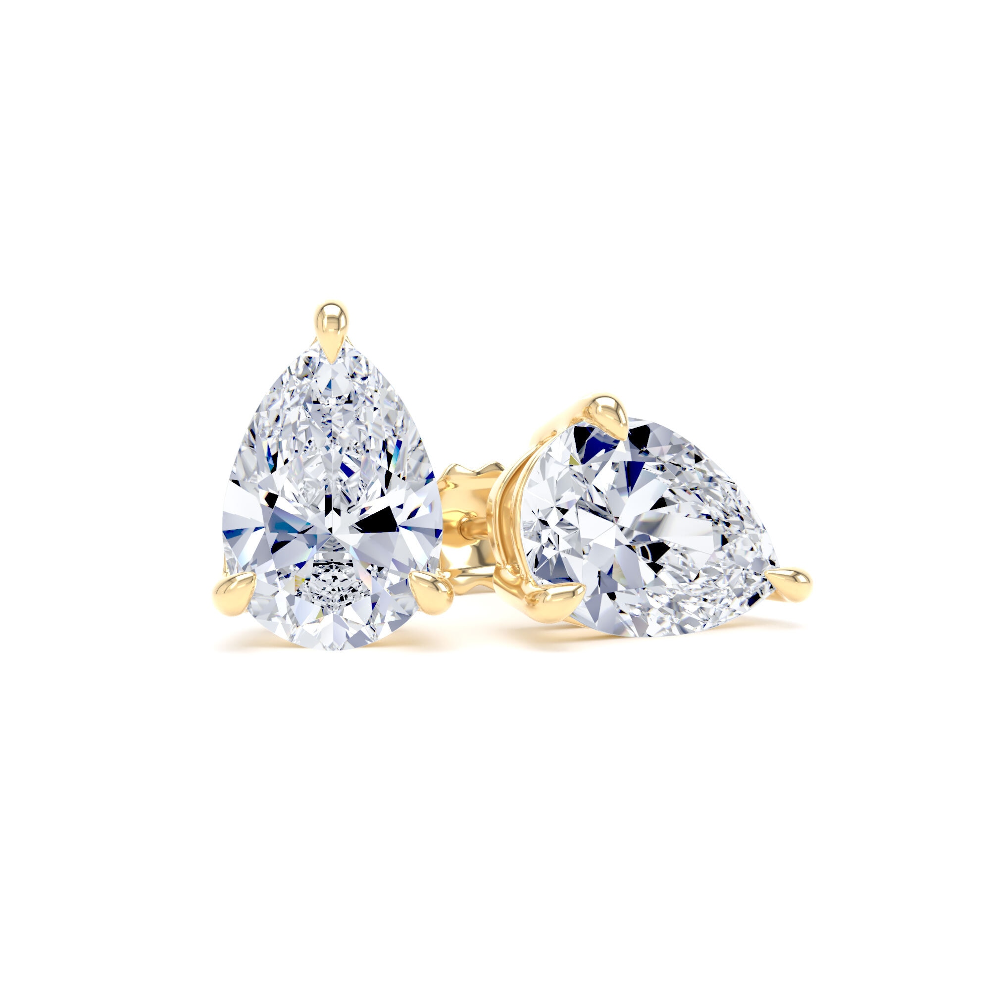 18ct Yellow Gold 4.00cttw Pear Cut Lab Grown Diamond Solitaire Stud Earrings