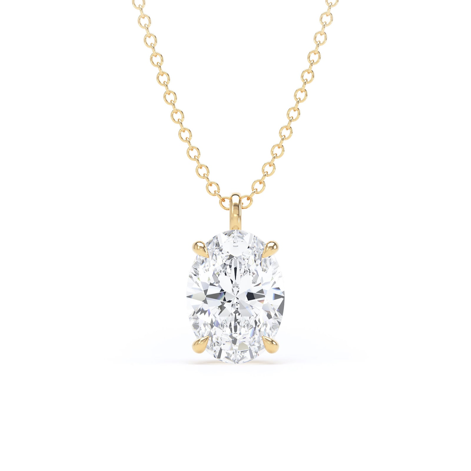 Goldsmiths 9ct Yellow Gold 1.50cttw Oval Cut Solitaire Lab Grown Diamond Pendant Goldsmiths 9ct Yellow Gold 1.50cttw Oval Cut Solitaire Lab Grown Diamond Pendant