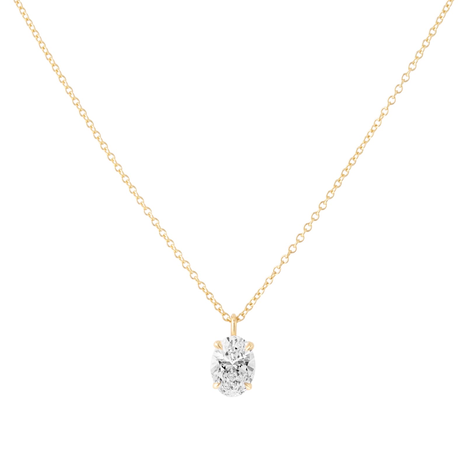 Goldsmiths 9ct Yellow Gold 1.50cttw Oval Cut Solitaire Lab Grown Diamond Pendant