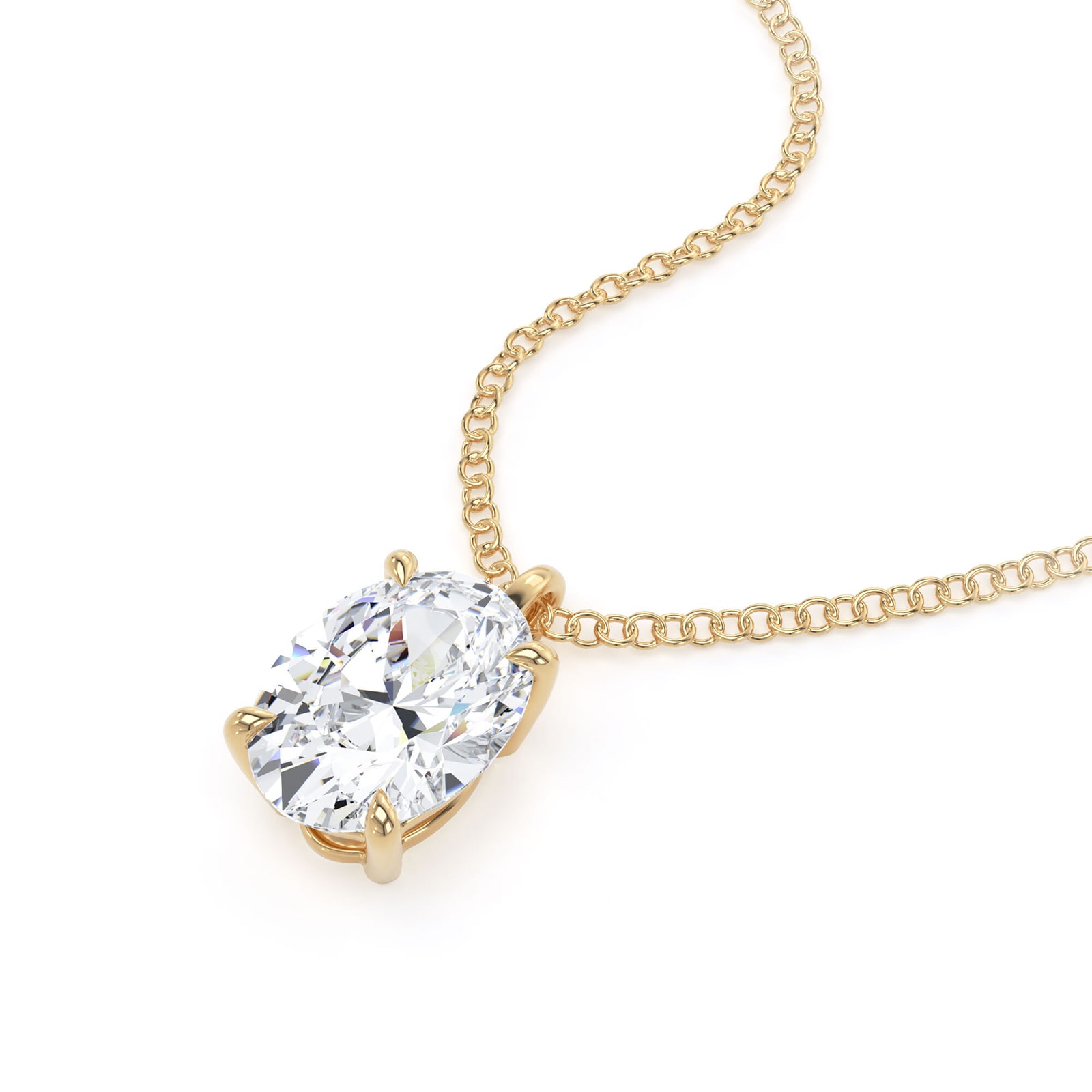 Goldsmiths 9ct Yellow Gold 1.50cttw Oval Cut Solitaire Lab Grown Diamond Pendant Goldsmiths 9ct Yellow Gold 1.50cttw Oval Cut Solitaire Lab Grown Diamond Pendant