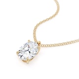 Goldsmiths 9ct Yellow Gold 1.50cttw Oval Cut Solitaire Lab Grown Diamond Pendant