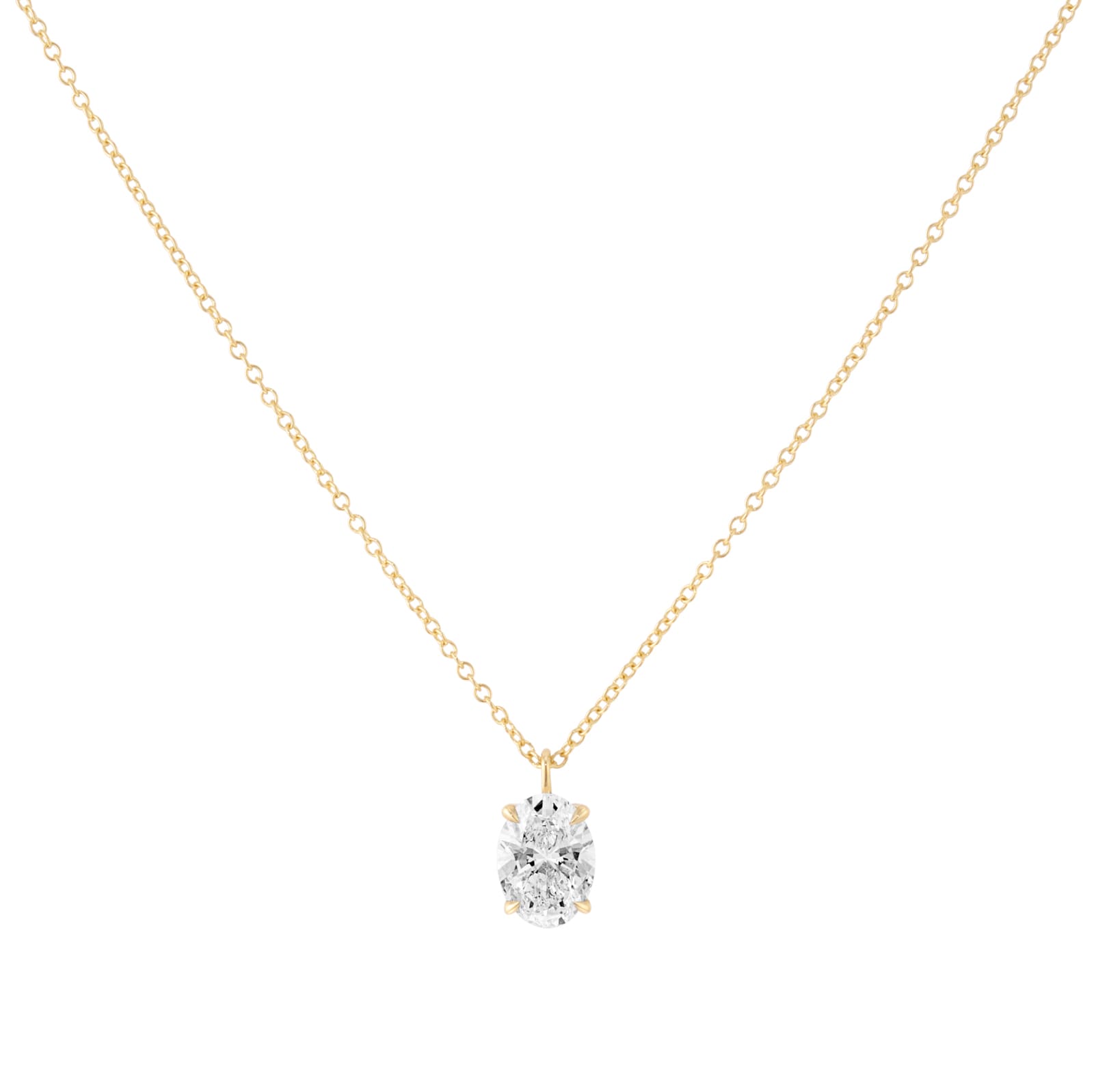 9ct Yellow Gold 2.00cttw Oval Cut Solitaire Lab Grown Diamond Pendant