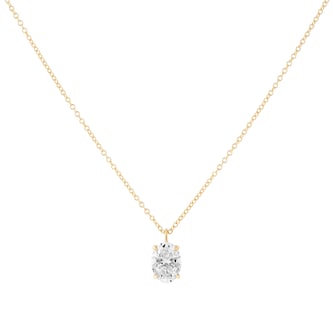Goldsmiths 9ct Yellow Gold 2.00cttw Oval Cut Solitaire Lab Grown Diamond Pendant