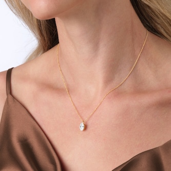 Goldsmiths 9ct Yellow Gold 2.00cttw Oval Cut Solitaire Lab Grown Diamond Pendant