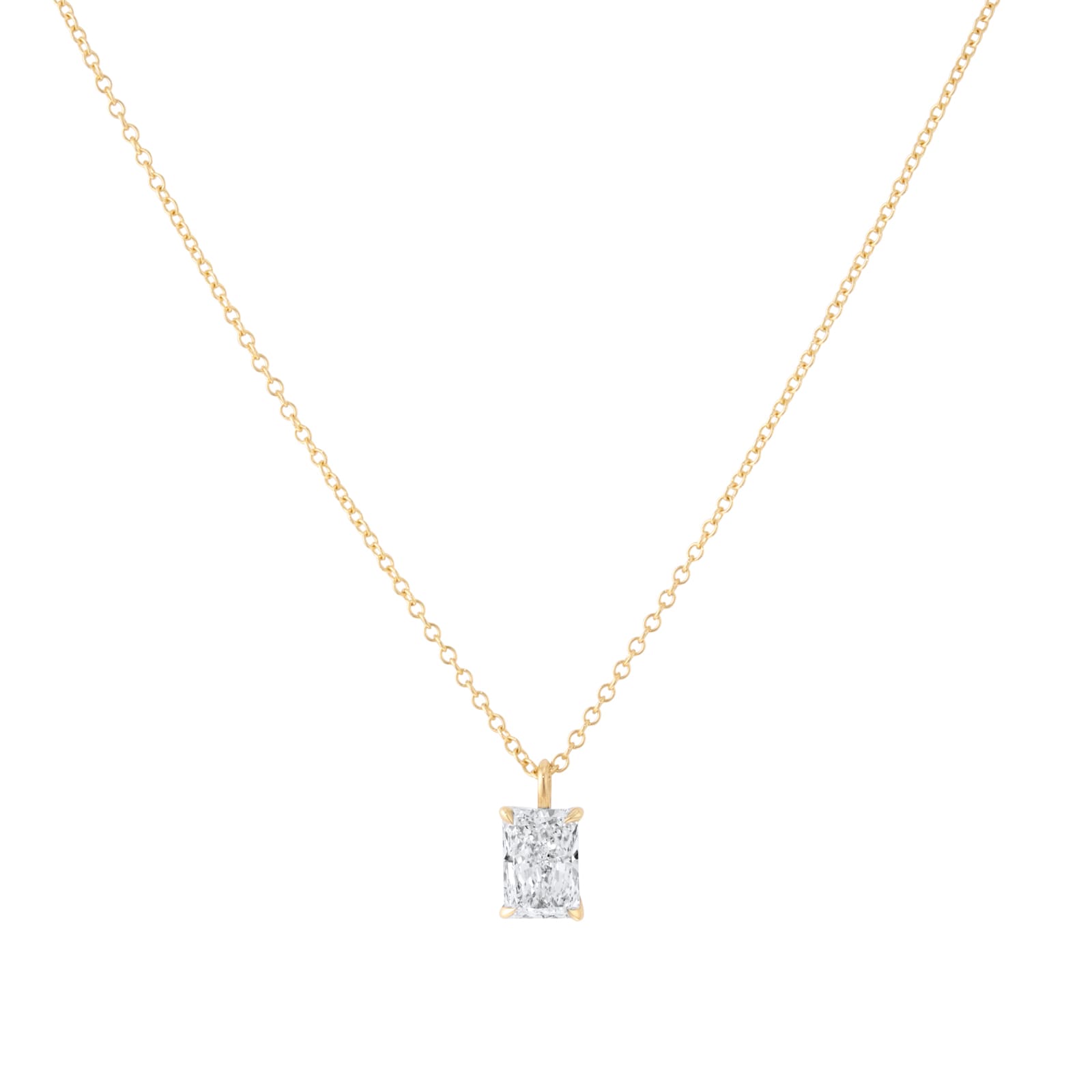 9ct Yellow Gold 1.50cttw Radiant Cut Solitaire Lab Grown Diamond Pendant