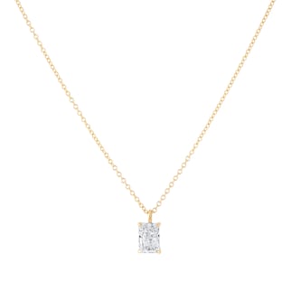 Goldsmiths 9ct Yellow Gold 1.50cttw Radiant Cut Solitaire Lab Grown Diamond Pendant