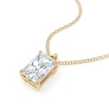 Goldsmiths 9ct Yellow Gold 1.50cttw Radiant Cut Solitaire Lab Grown Diamond Pendant