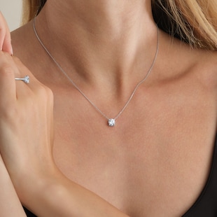 Goldsmiths 18ct White Gold 1.00cttw Brilliant Cut Lab Grown Diamond Solitaire Pendant