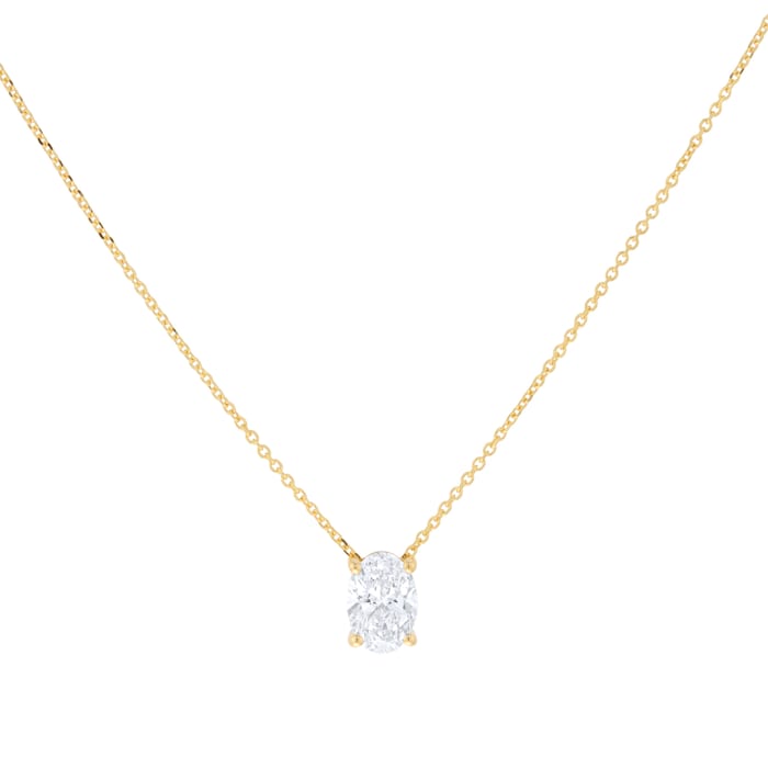 Goldsmiths 18ct Yellow Gold 1.00cttw Oval Cut Lab Grown Diamond Solitaire Pendant