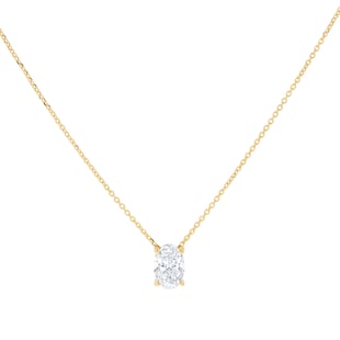Goldsmiths 18ct Yellow Gold 1.00cttw Oval Cut Lab Grown Diamond Solitaire Pendant