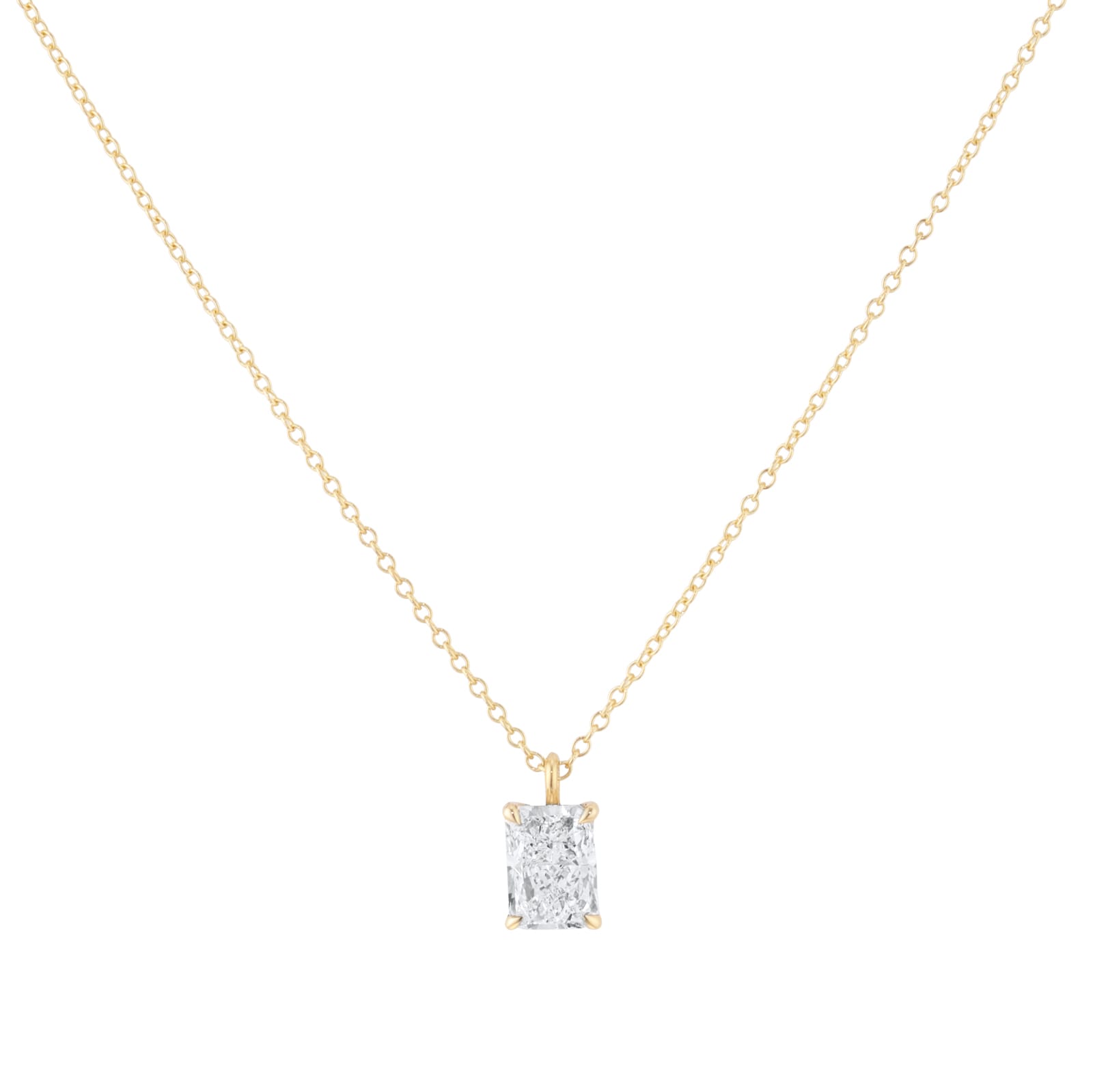Goldsmiths 9ct Yellow Gold 2.00cttw Radiant Cut Solitaire Lab Grown Diamond Pendant