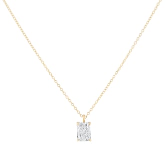 Goldsmiths 9ct Yellow Gold 2.00cttw Radiant Cut Solitaire Lab Grown Diamond Pendant