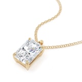 Goldsmiths 9ct Yellow Gold 2.00cttw Radiant Cut Solitaire Lab Grown Diamond Pendant