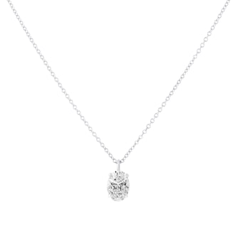 Goldsmiths 9ct White Gold 1.50cttw Oval Cut Solitaire Lab Grown Diamond Pendant