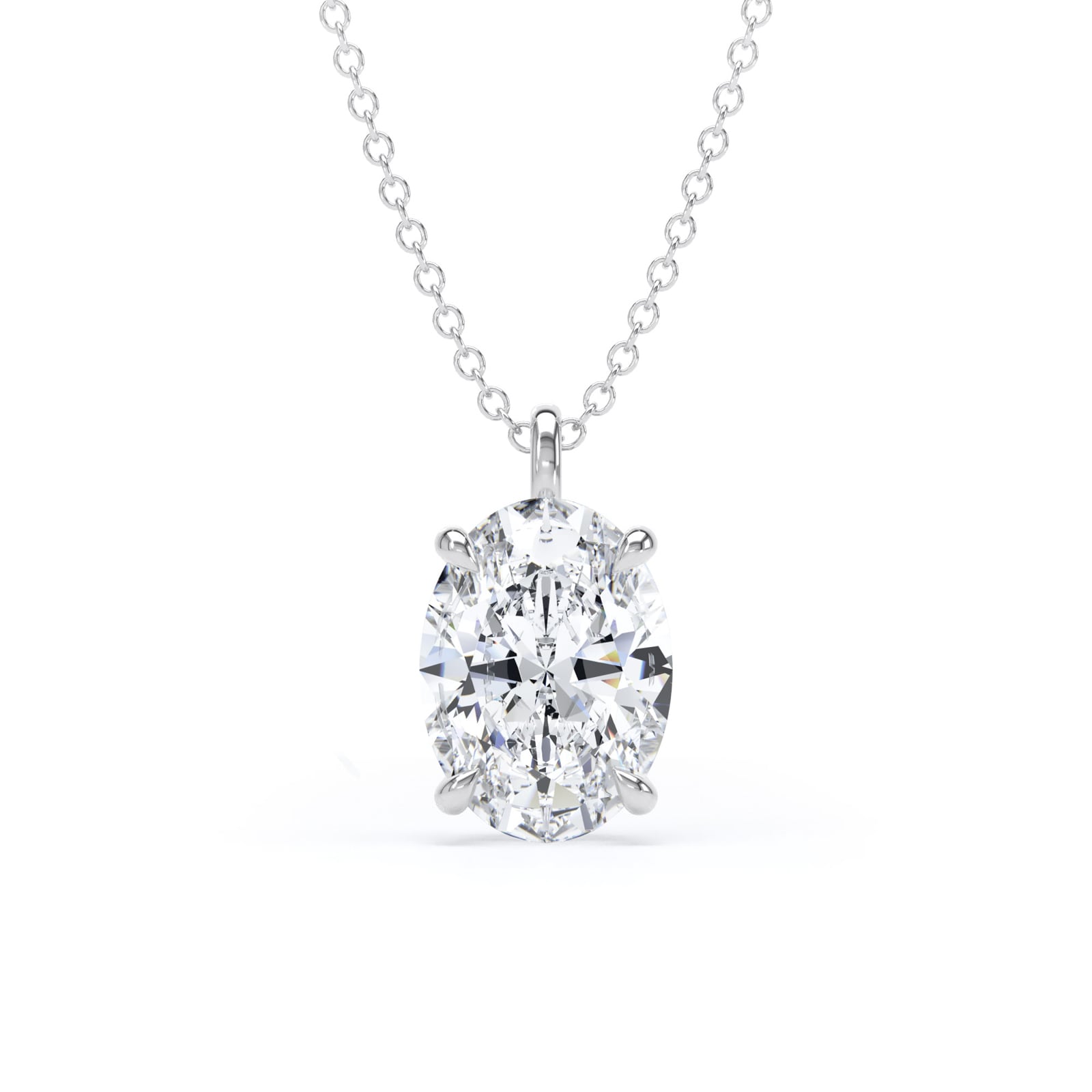 Goldsmiths 9ct White Gold 2.00cttw Oval Cut Solitaire Lab Grown Diamond Pendant Goldsmiths 9ct White Gold 2.00cttw Oval Cut Solitaire Lab Grown Diamond Pendant