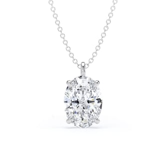Goldsmiths 9ct White Gold 2.00cttw Oval Cut Solitaire Lab Grown Diamond Pendant Goldsmiths 9ct White Gold 2.00cttw Oval Cut Solitaire Lab Grown Diamond Pendant