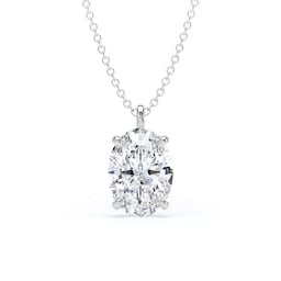 25020008 - 9ct White Gold 2.00cttw Oval Cut Solitaire Lab Grown Diamond Pendant