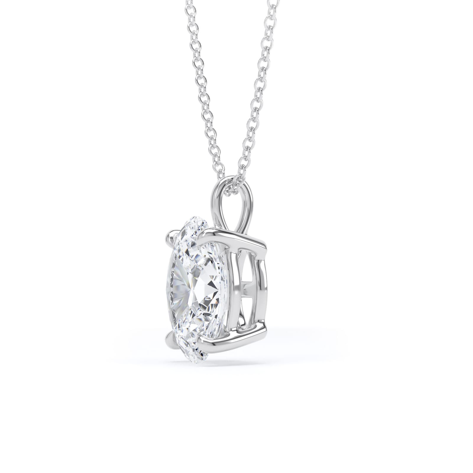 Goldsmiths 9ct White Gold 2.00cttw Oval Cut Solitaire Lab Grown Diamond Pendant Goldsmiths 9ct White Gold 2.00cttw Oval Cut Solitaire Lab Grown Diamond Pendant