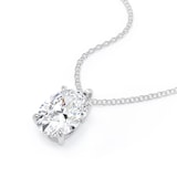 Goldsmiths 9ct White Gold 2.00cttw Oval Cut Solitaire Lab Grown Diamond Pendant
