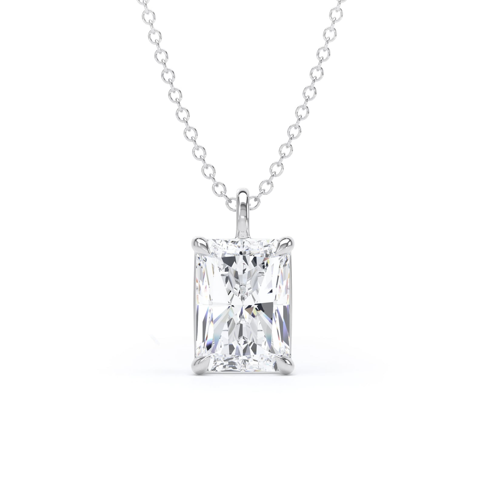 Goldsmiths 9ct White Gold 1.50cttw Radiant Cut Solitaire Lab Grown Diamond Pendant Goldsmiths 9ct White Gold 1.50cttw Radiant Cut Solitaire Lab Grown Diamond Pendant