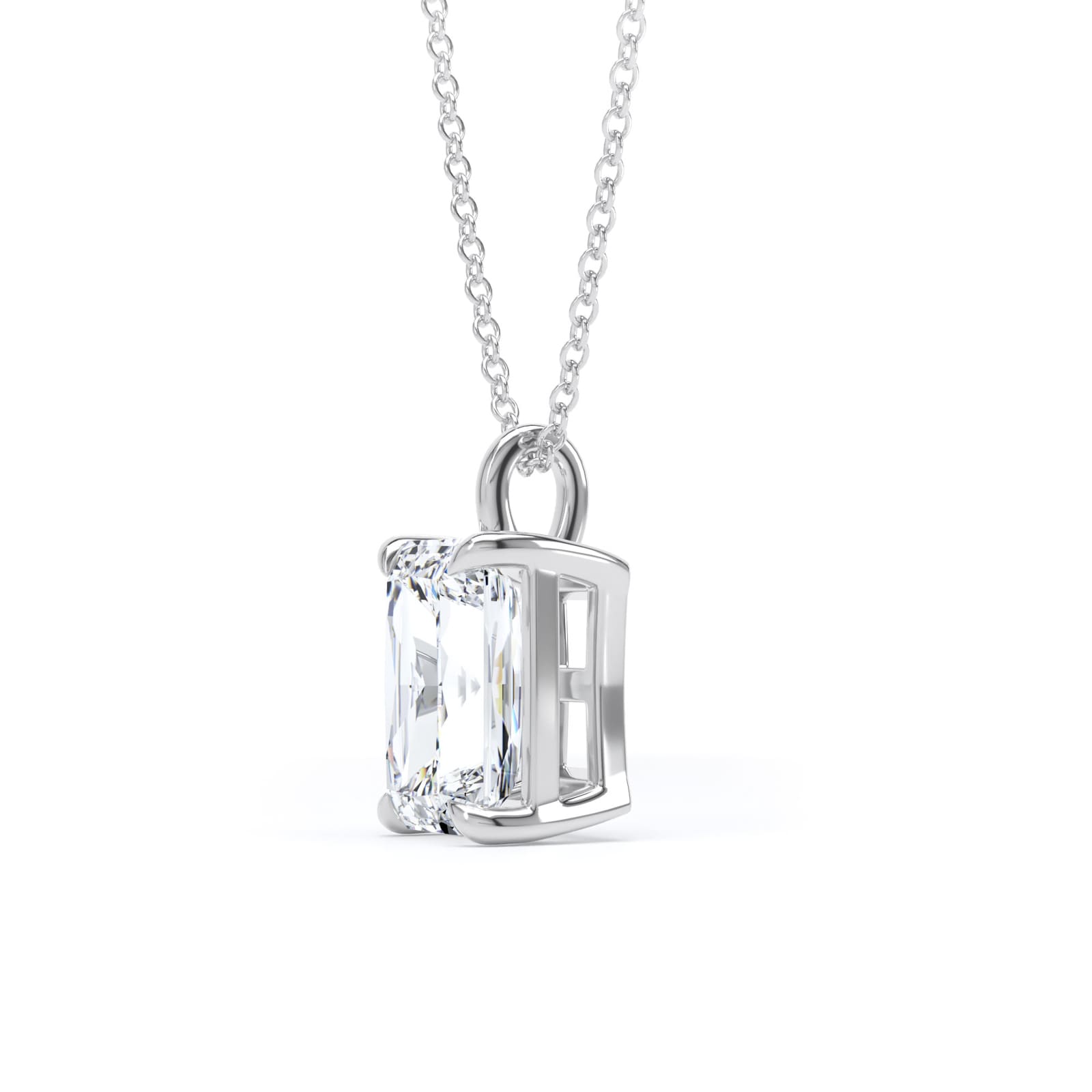 Goldsmiths 9ct White Gold 1.50cttw Radiant Cut Solitaire Lab Grown Diamond Pendant Goldsmiths 9ct White Gold 1.50cttw Radiant Cut Solitaire Lab Grown Diamond Pendant