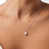 Goldsmiths 9ct White Gold 1.50cttw Radiant Cut Solitaire Lab Grown Diamond Pendant