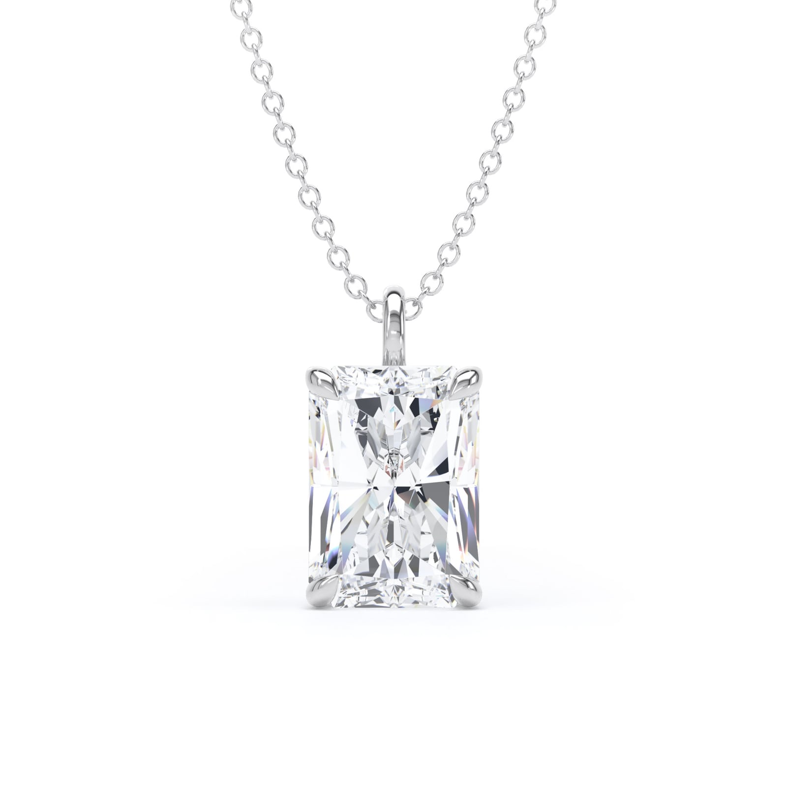Goldsmiths 9ct White Gold 2.00cttw Radiant Cut Solitaire Lab Grown Diamond Pendant Goldsmiths 9ct White Gold 2.00cttw Radiant Cut Solitaire Lab Grown Diamond Pendant